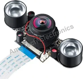 Raspberry Pi 4B/3B+ 5MP Fisheye Wide Angle Night Vision Camera with Cable